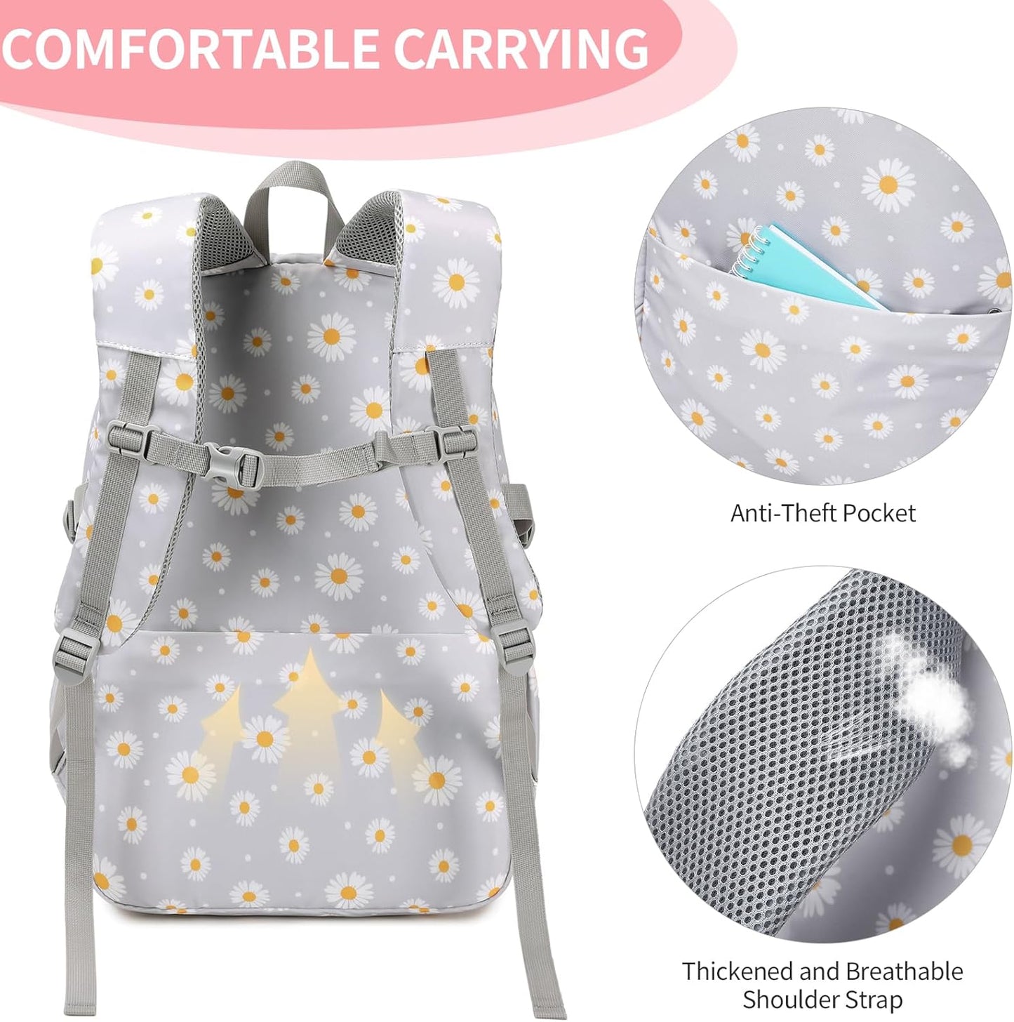 Schulrucksack-Set mit Lunchpaket, L Daisy