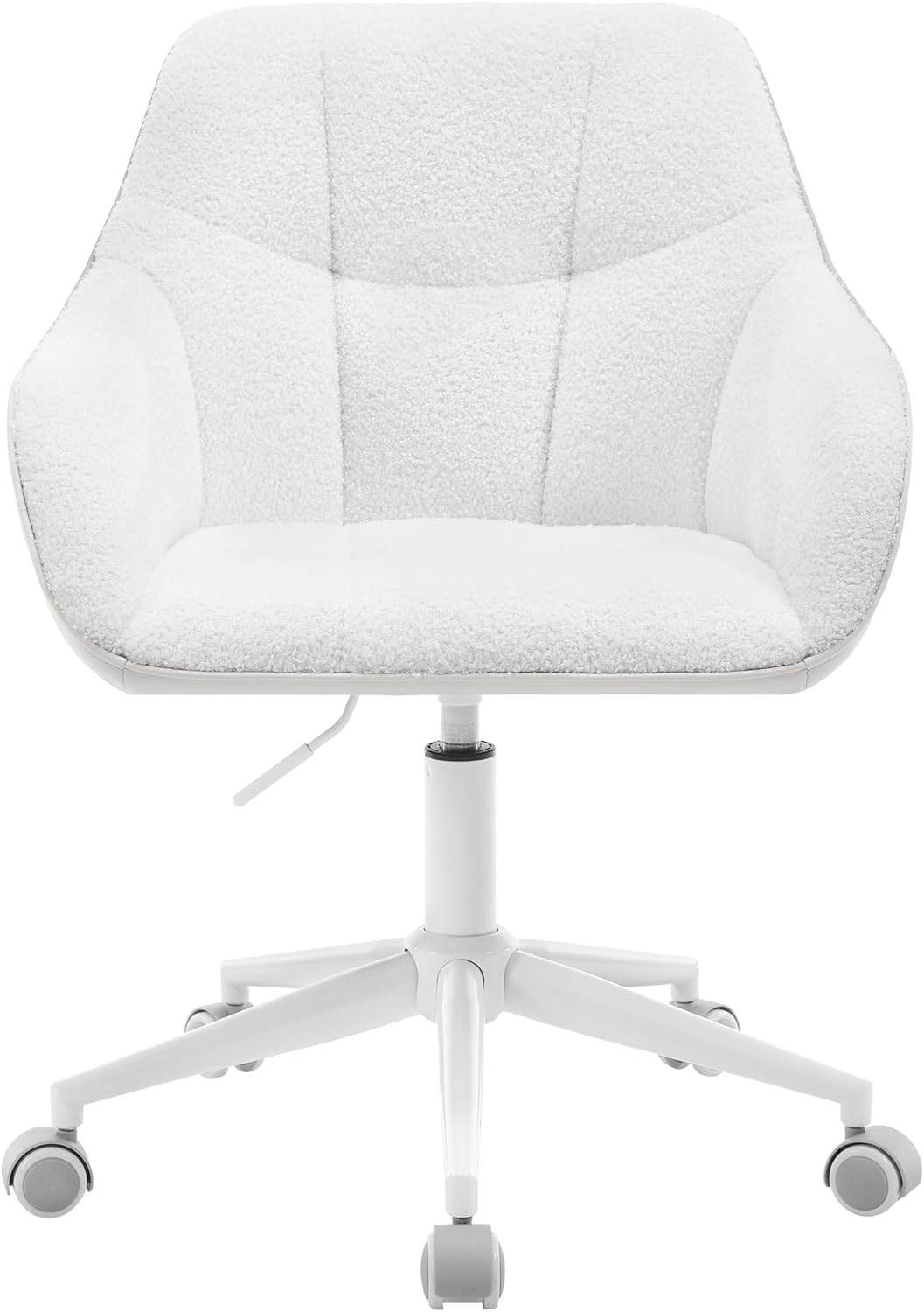 Höhenverstellbarer Homeoffice-Drehstuhl BS175grcm, Creme + Beige Bouclé Stoff + PU