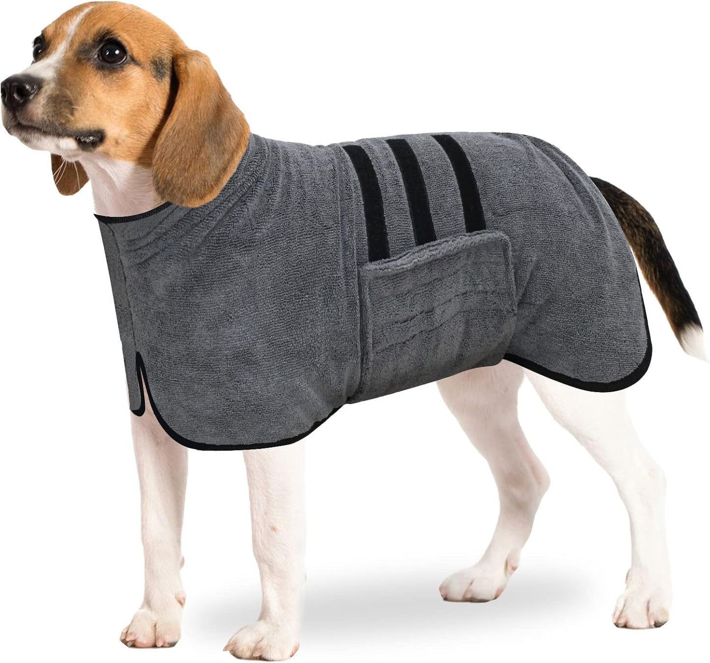Hundebademantel, extra saugfähig, M Grau