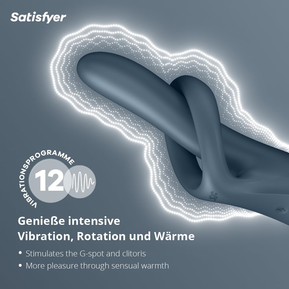 Heat Flex 4 Rabbit-Vibrator mit Wärmefunktion, Vibration & Rotation, Grau