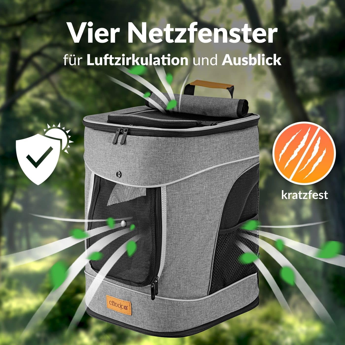 Haustierrucksack, Grau