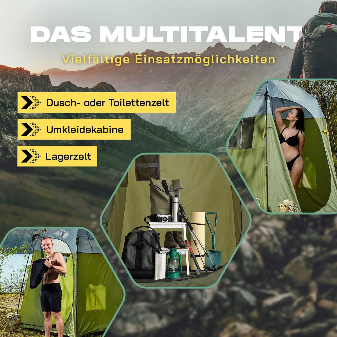 Pop-Up Dusch- und Toilettenzelt, Grün 1 Person