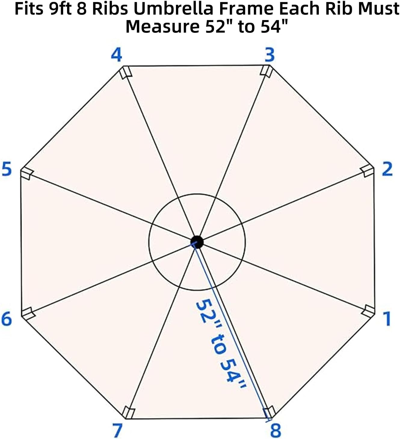 Sonnenschirm Ersatzbezug, 8 Arme Grau