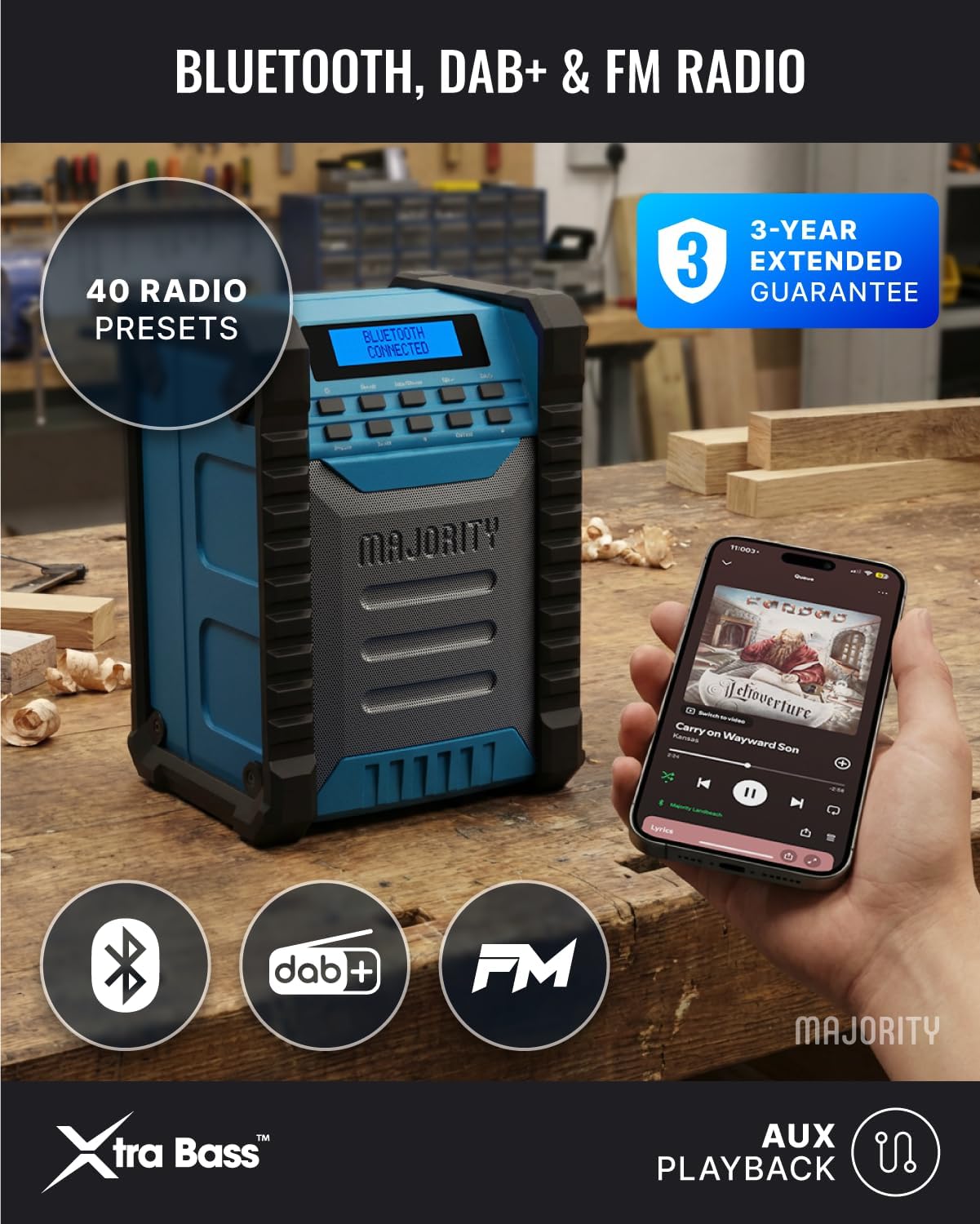 Baustellenradio mit Bluetooth & DAB+ Funktion