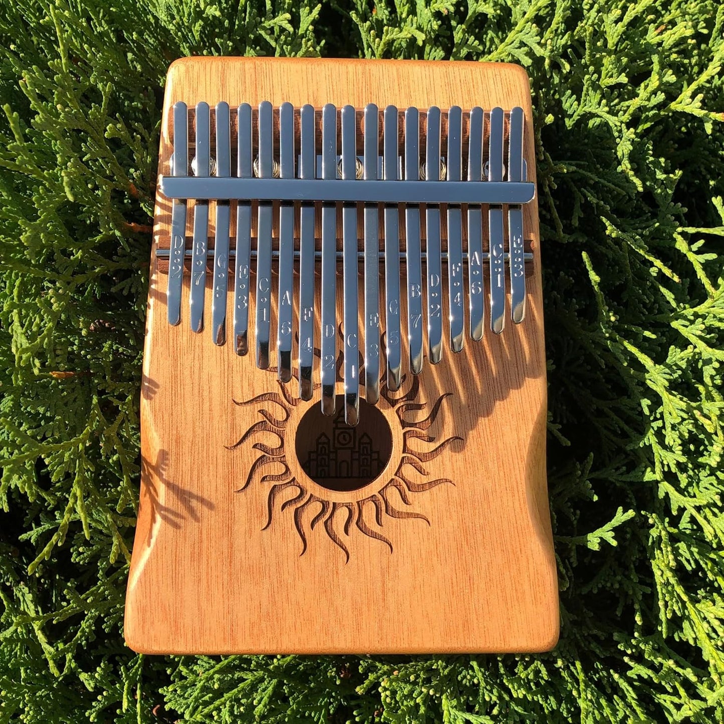 Kalimba 17 Töne C-Dur mit Etui und Zubehör, Brown