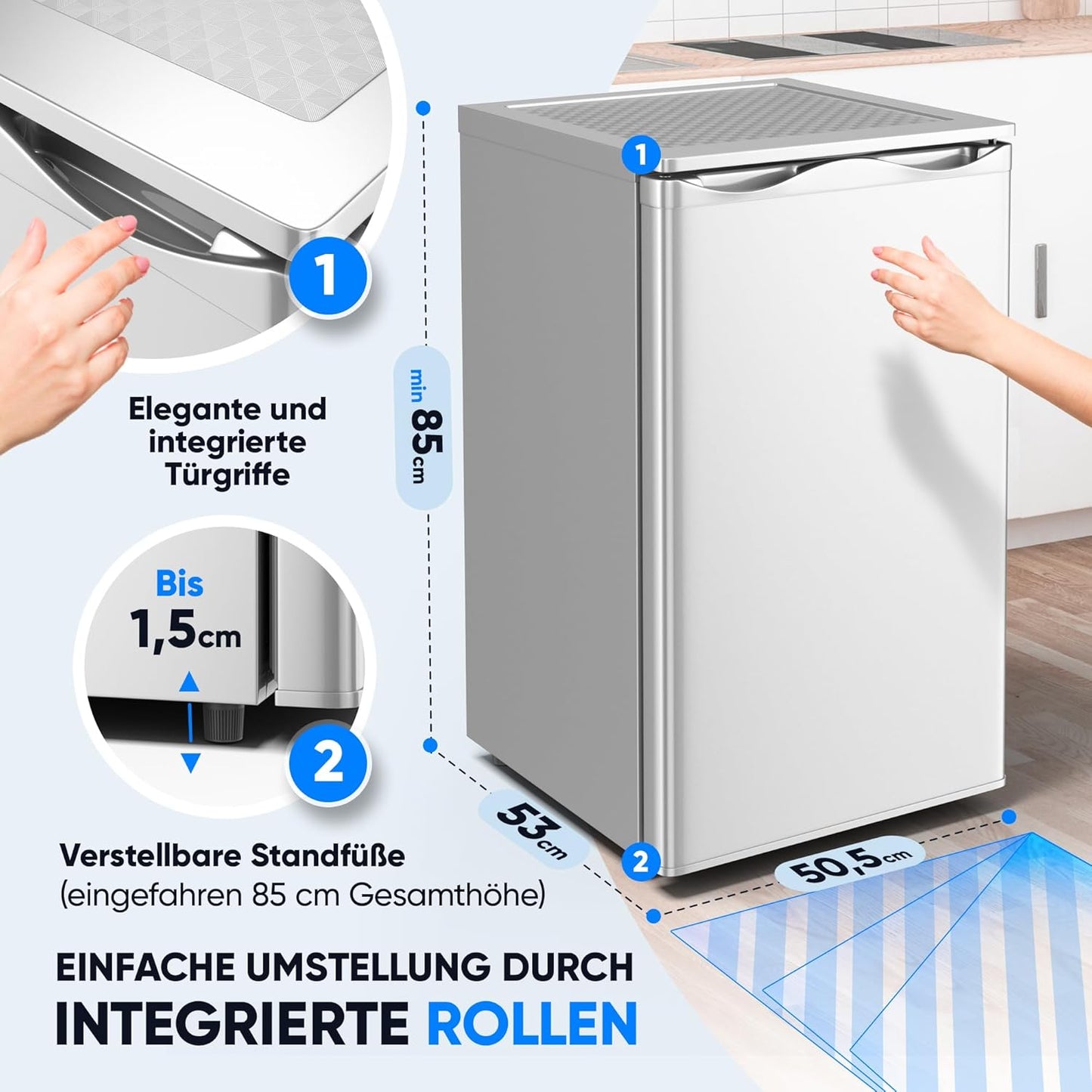 Mini Gefrierschrank mit 3 Fächern (73L), Silber