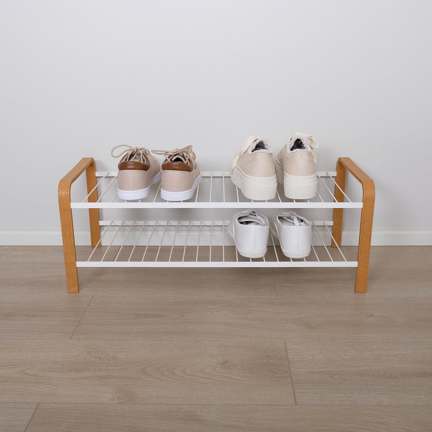 Platzsparendes Schuhregal, Weiß 67 cm / 2 Ebenen
