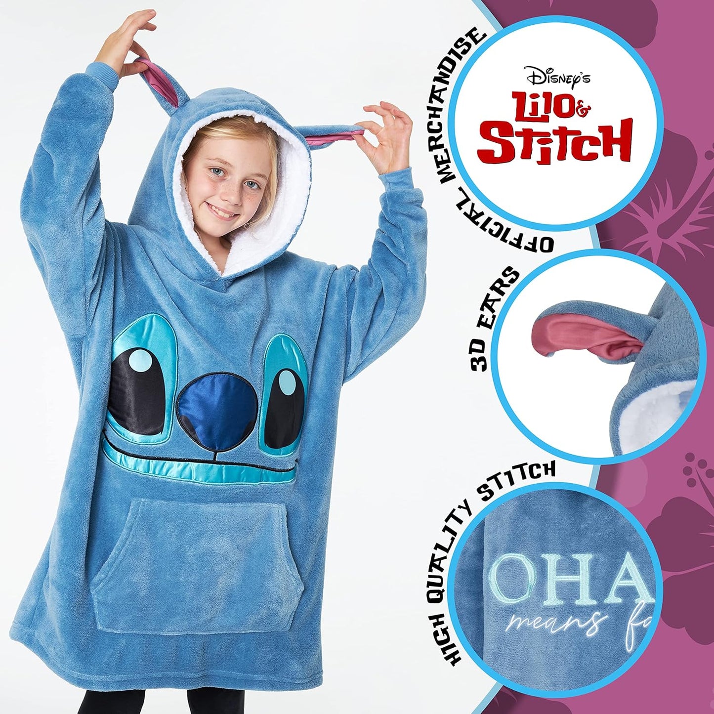 Decken-Hoodie Stitch, Einheitsgrösse Blau Stitch