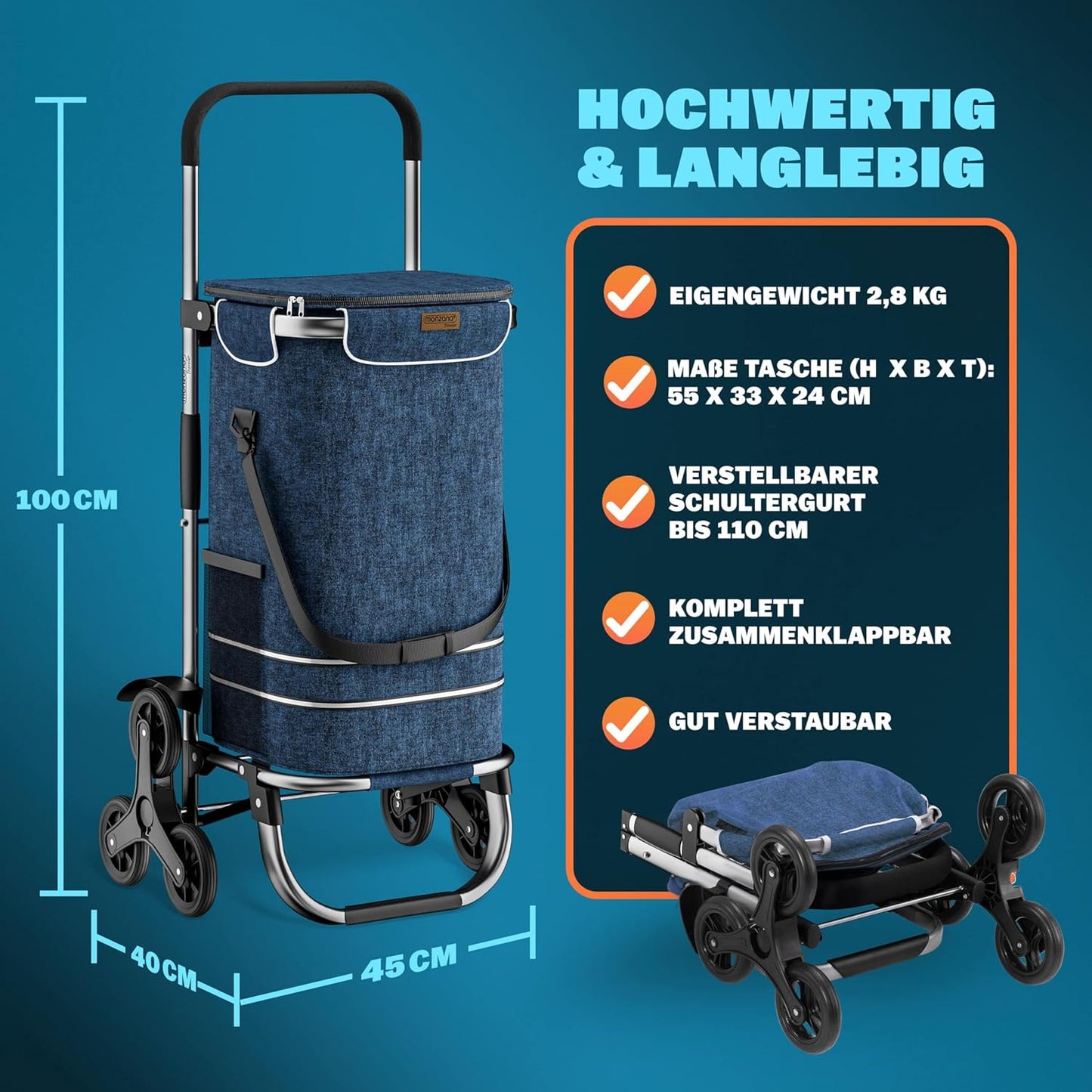 2in1 Einkaufstrolley, Blau