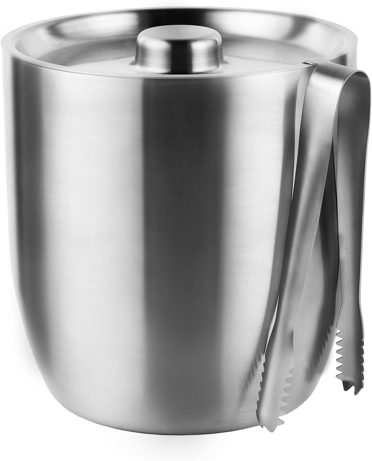 Eiseimer mit Zange und Deckel, Silber