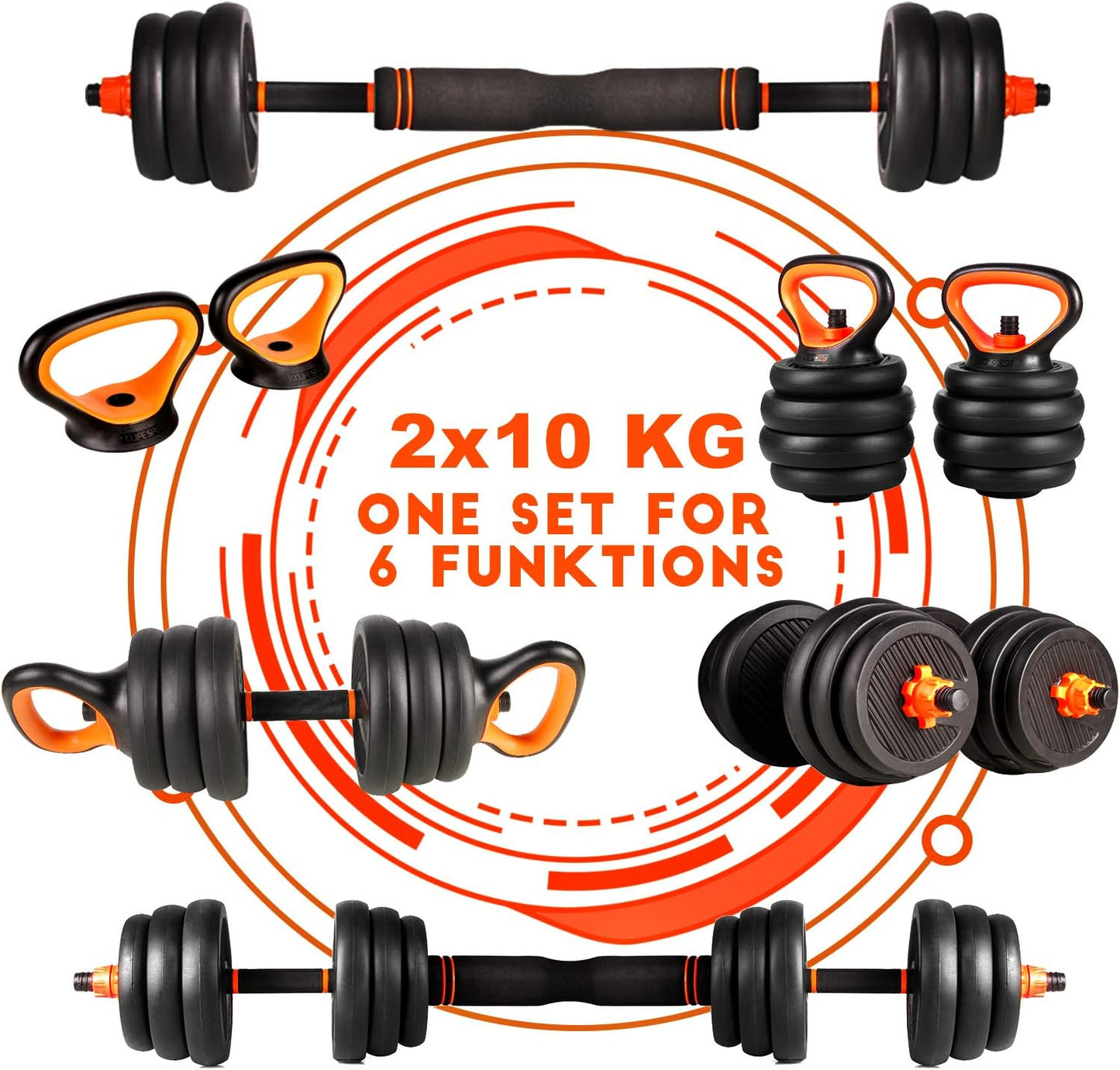 2er-Set Verstellbare Hanteln, Orange-20kg