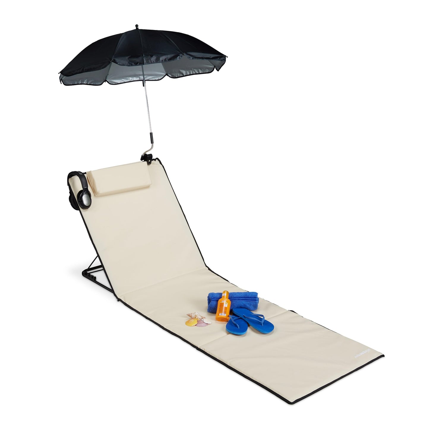 Strandmatte mit Sonnenschirm, Beige