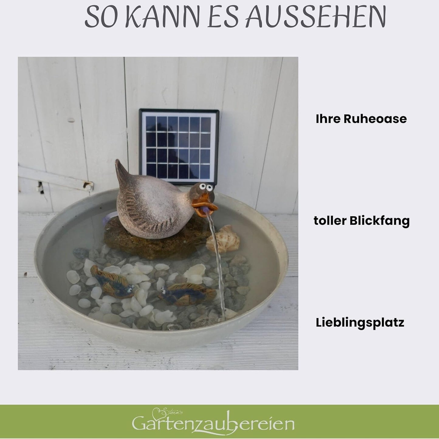 Solar-Wasserspeier Ente