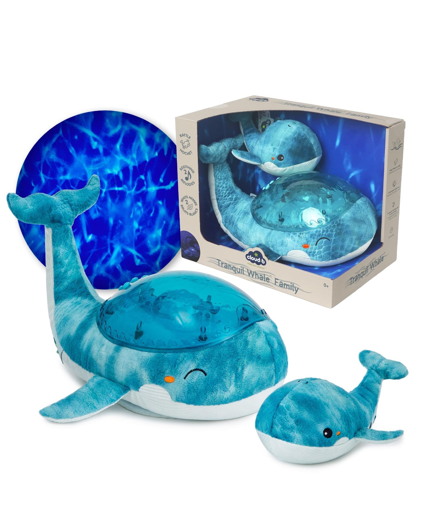 Nachtlicht Tranquil Whale Ozean Projektor mit Klängen & Auto-Off, Tranquil Whale Family – Blau Einheitsgrösse