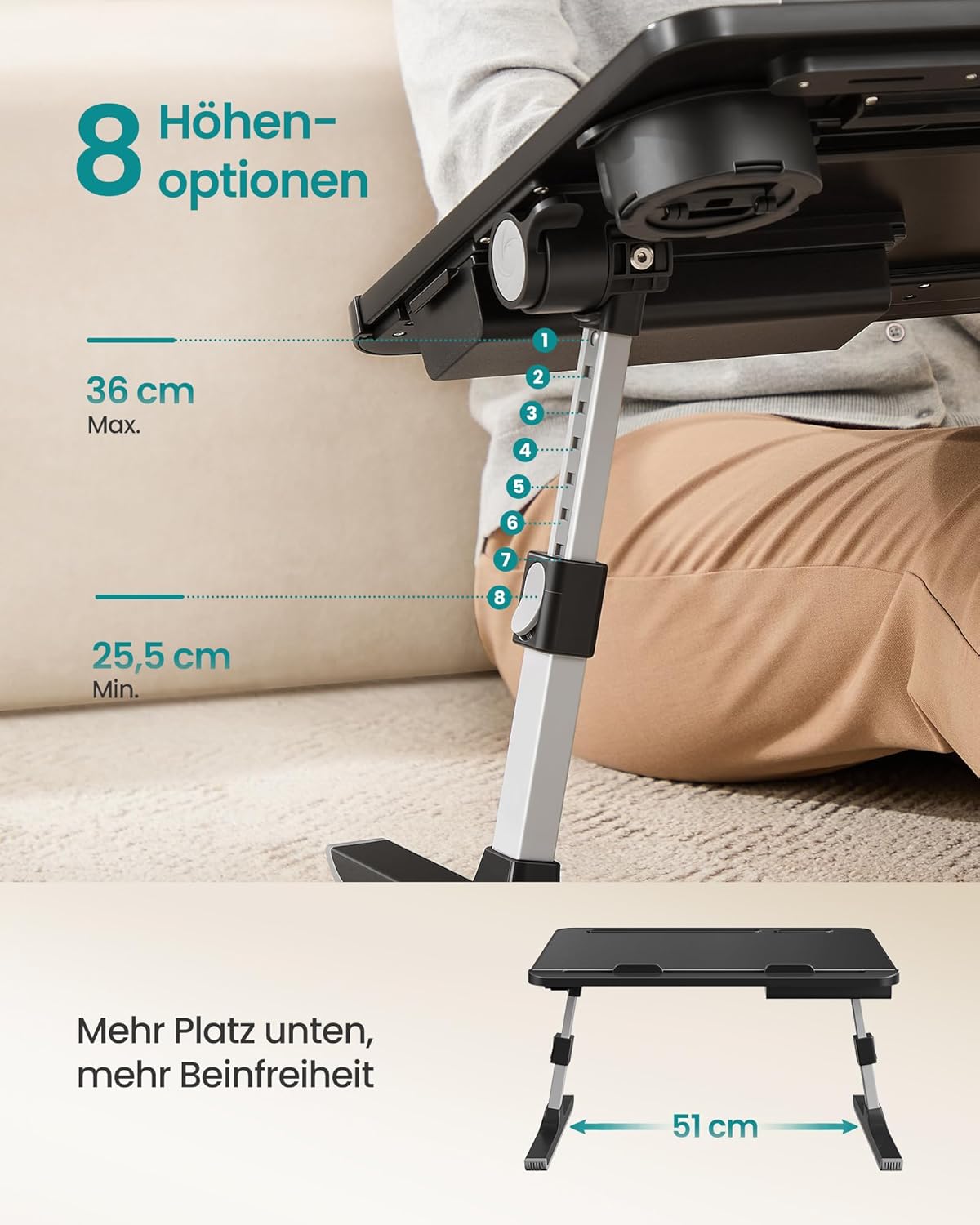 Laptoptisch mit höhenverstellbarer Tischplatte