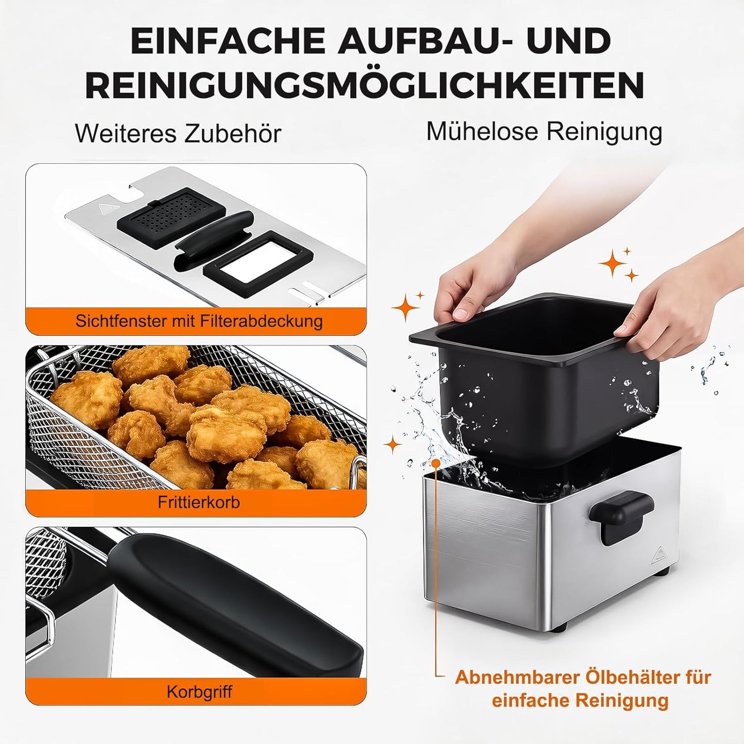 Elektrische Fritteuse mit Sichtfenster