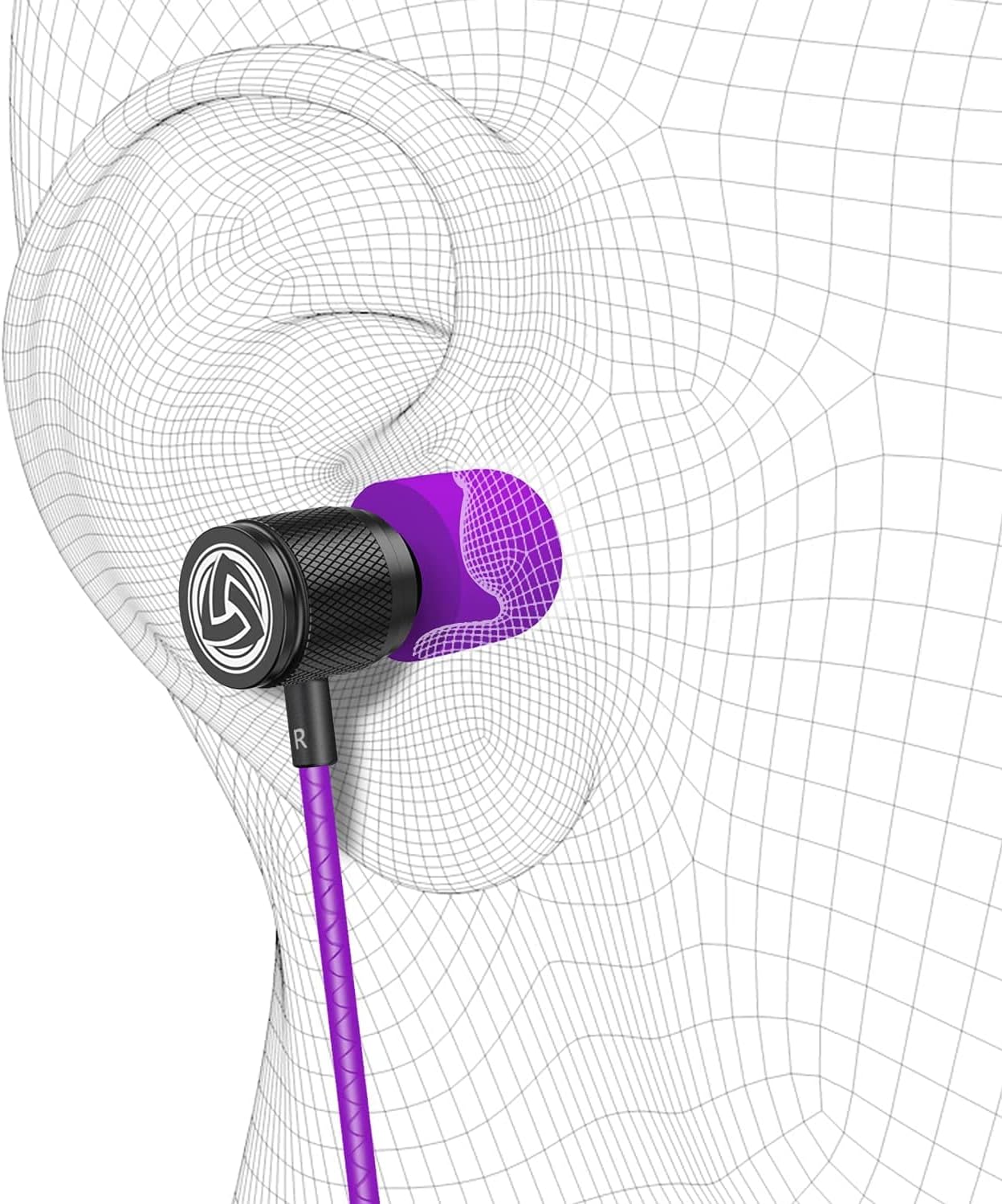 In-Ear Kopfhörer mit Kabel und Mikrofon, 3.5 mm Lila