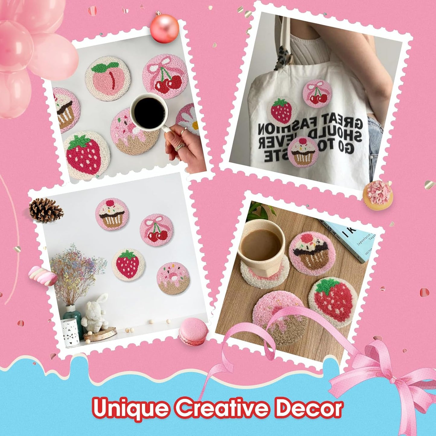Punch-Needle-Untersetzer-Set DIY