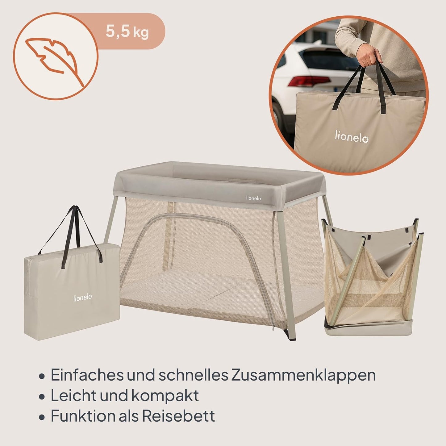 3-in-1 Reisebett Alice, Beige