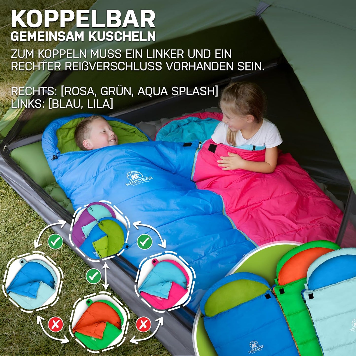 Kinderschlafsack, Blau/Grün