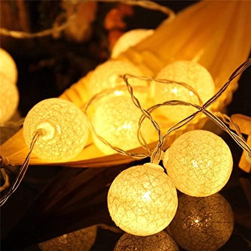 Lichterkette Baumwollkugeln, Weiss Stecker