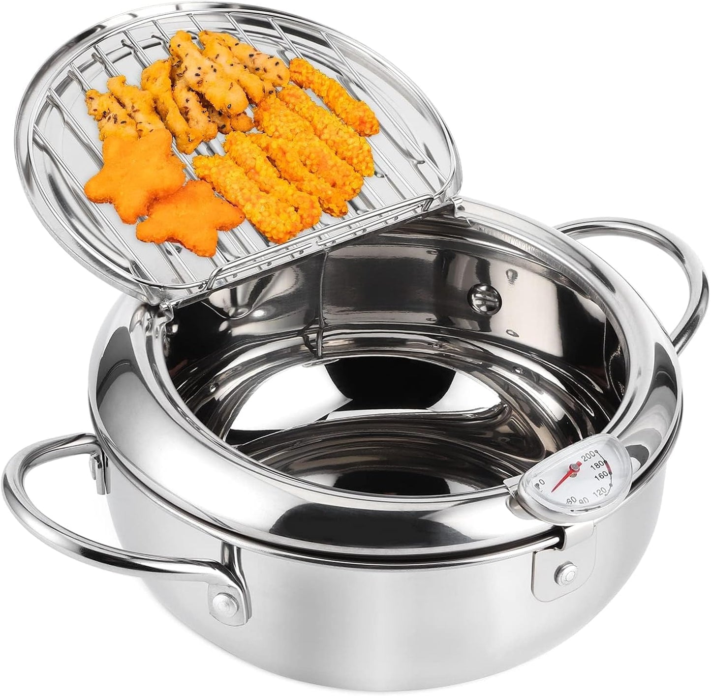 Japanischer Tempura-Frittiertopf mit Thermometer