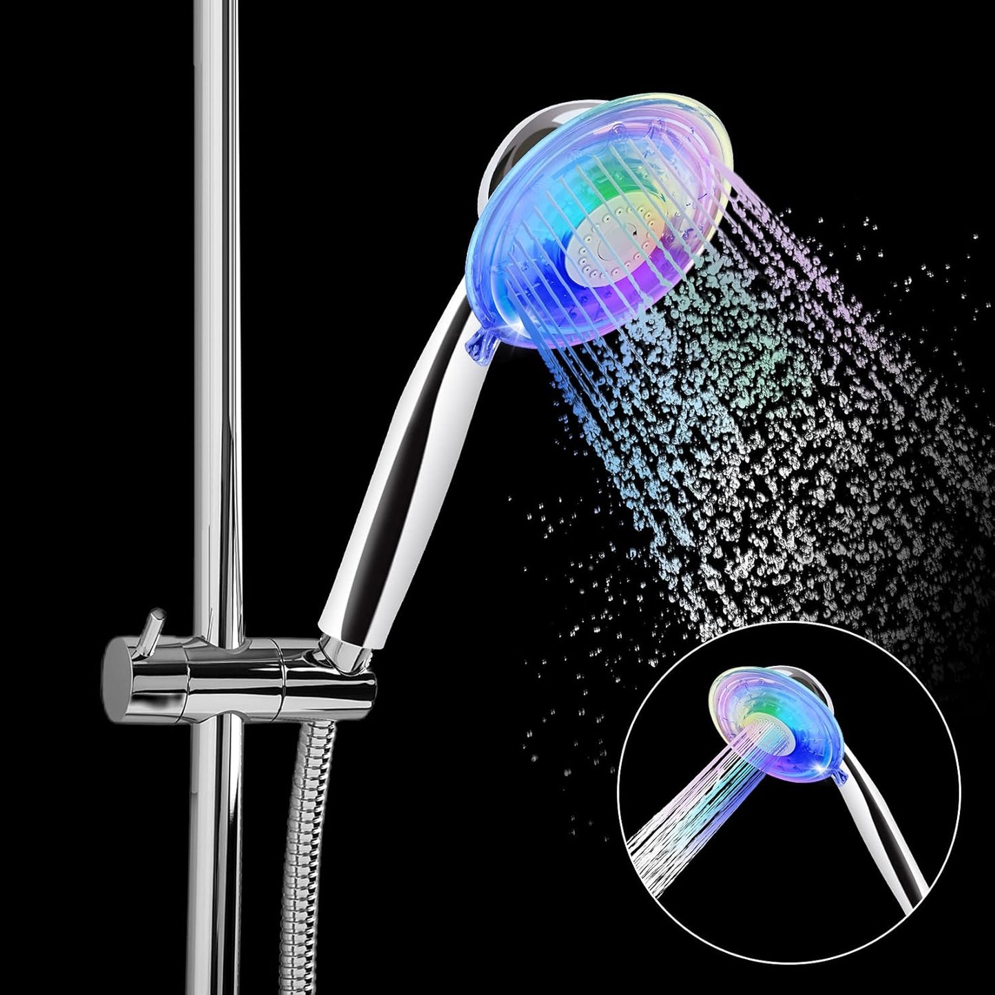 LED Duschkopf mit Farbwechsel und Wasserdurchflussregelung, 7 Farben