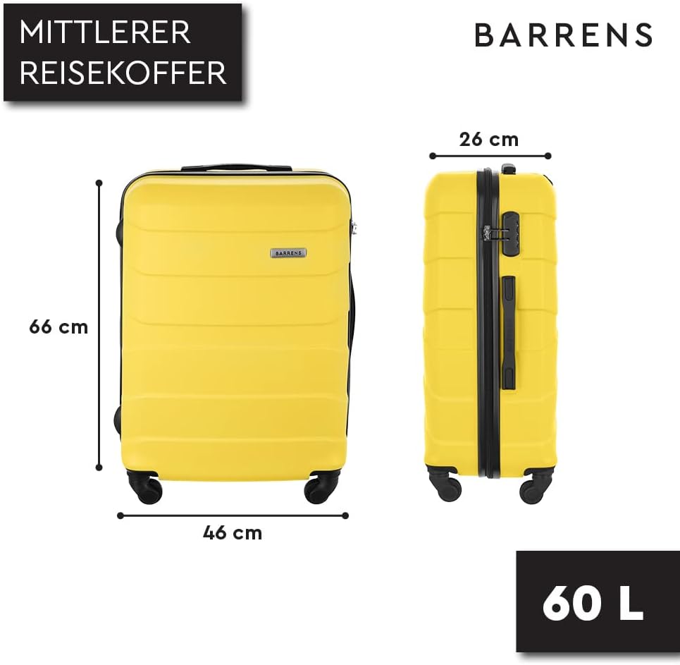 Reisekoffer mit Zahlenschloss, mittel - L / Gelb