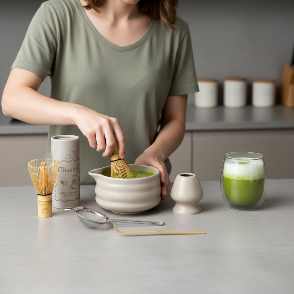 5-teiliges Matcha-Teeset, Beige 5