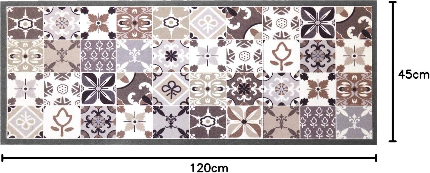 Schmutzfangmatte mit Mosaik-Muster, 45 x 120 cm (Läufer) Mosaik Braun