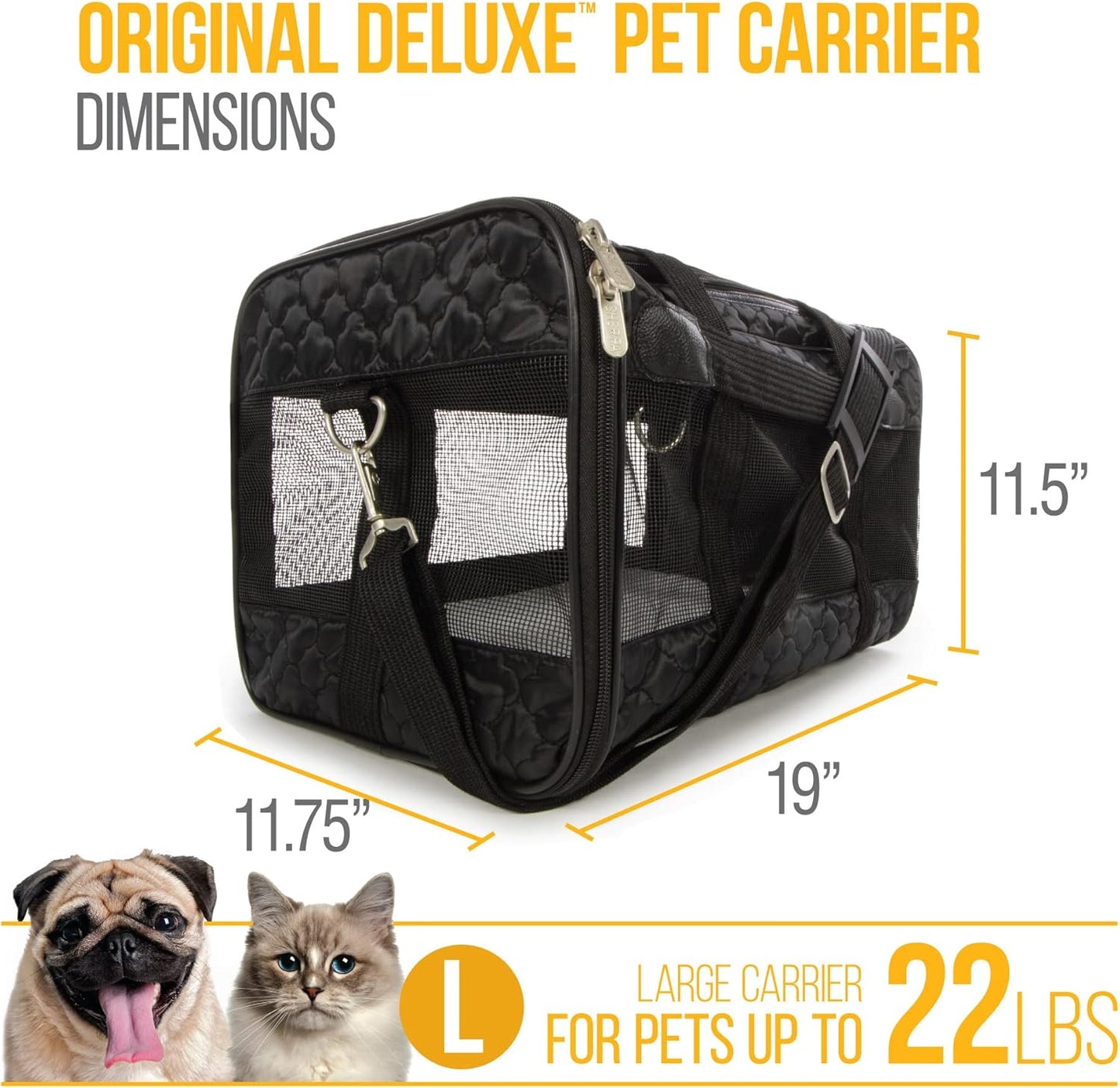 Transportbox für Haustiere, Flugzeugzulassung, L 48 x B 30 x H 29 cm Schwarzes Gittermuster