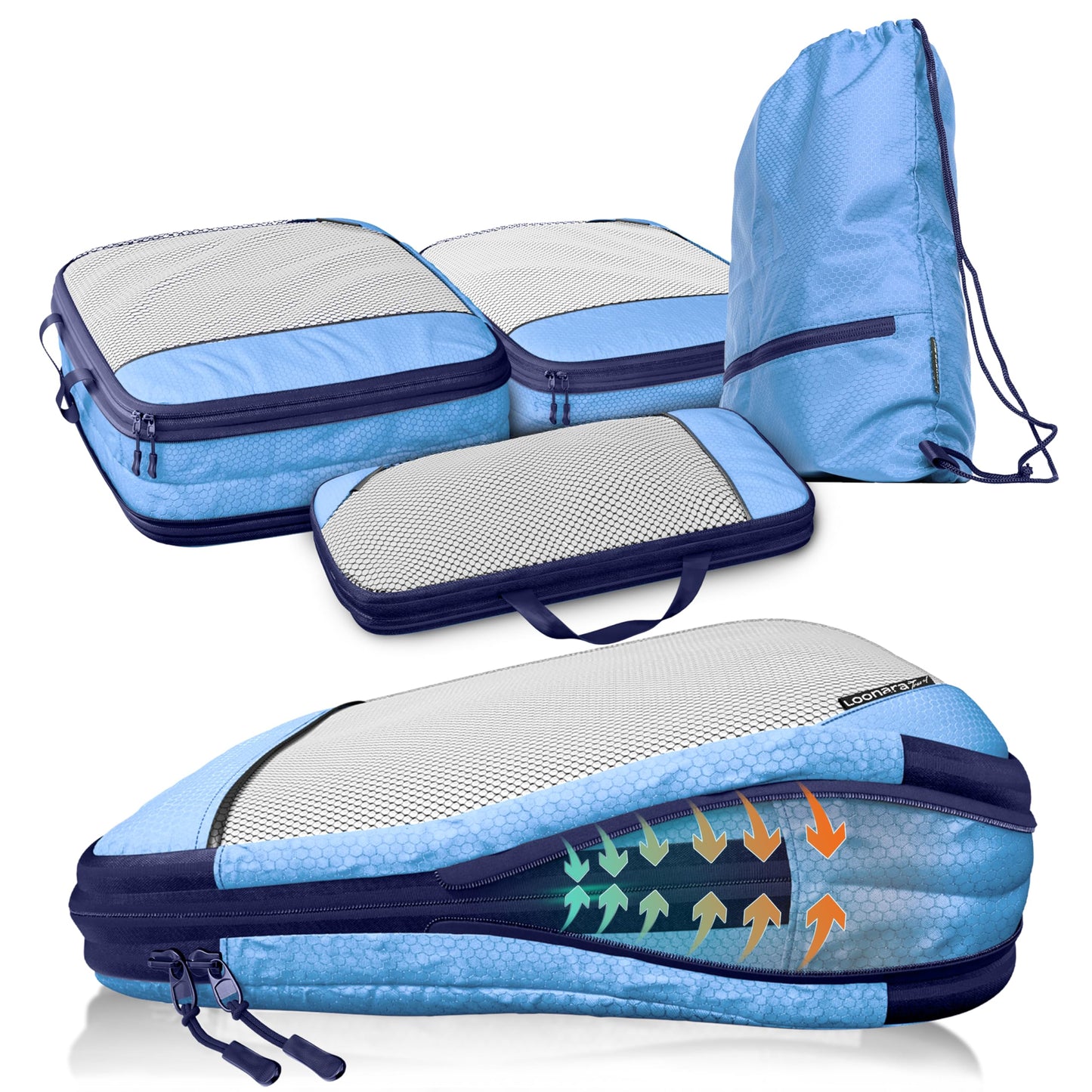 4-teiliges Packwürfel-Set, Mariner's Azure - Blau 4-teilig