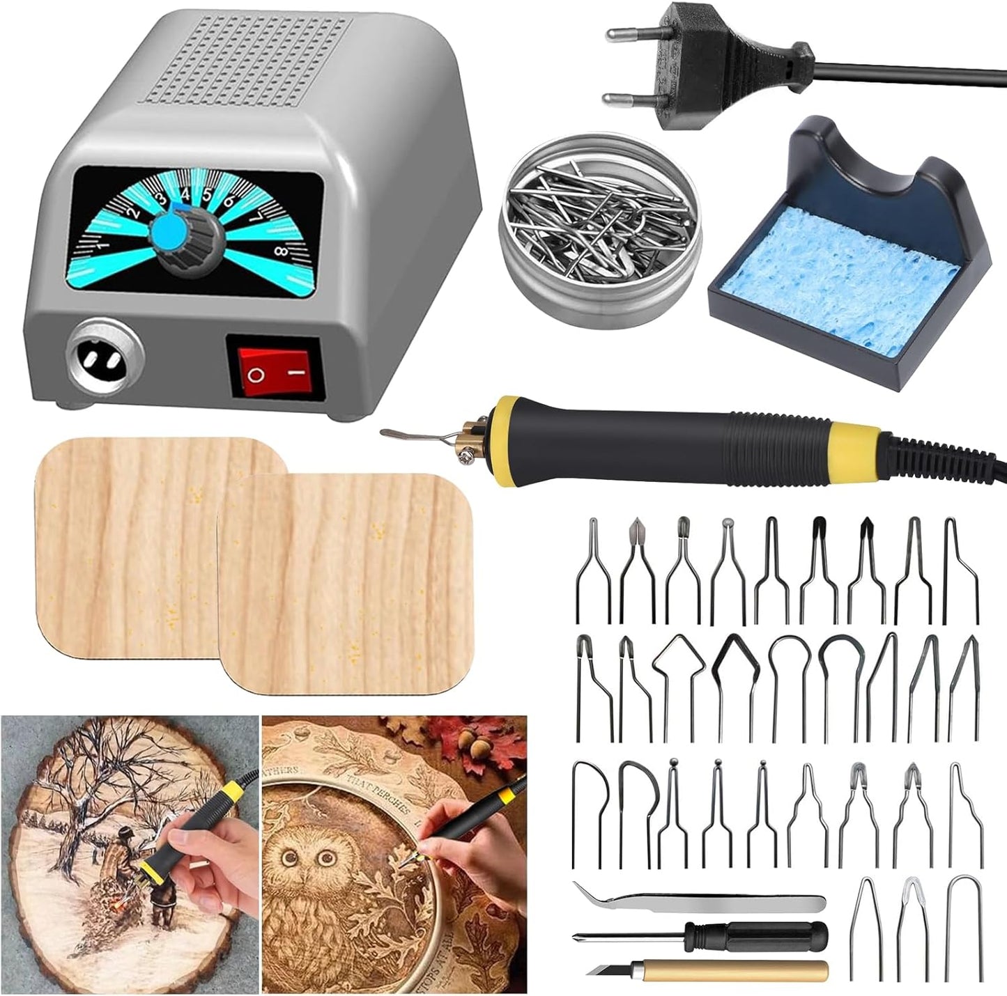 30-teiliges Brandmalstationen Set mit einstellbarer Temperatur