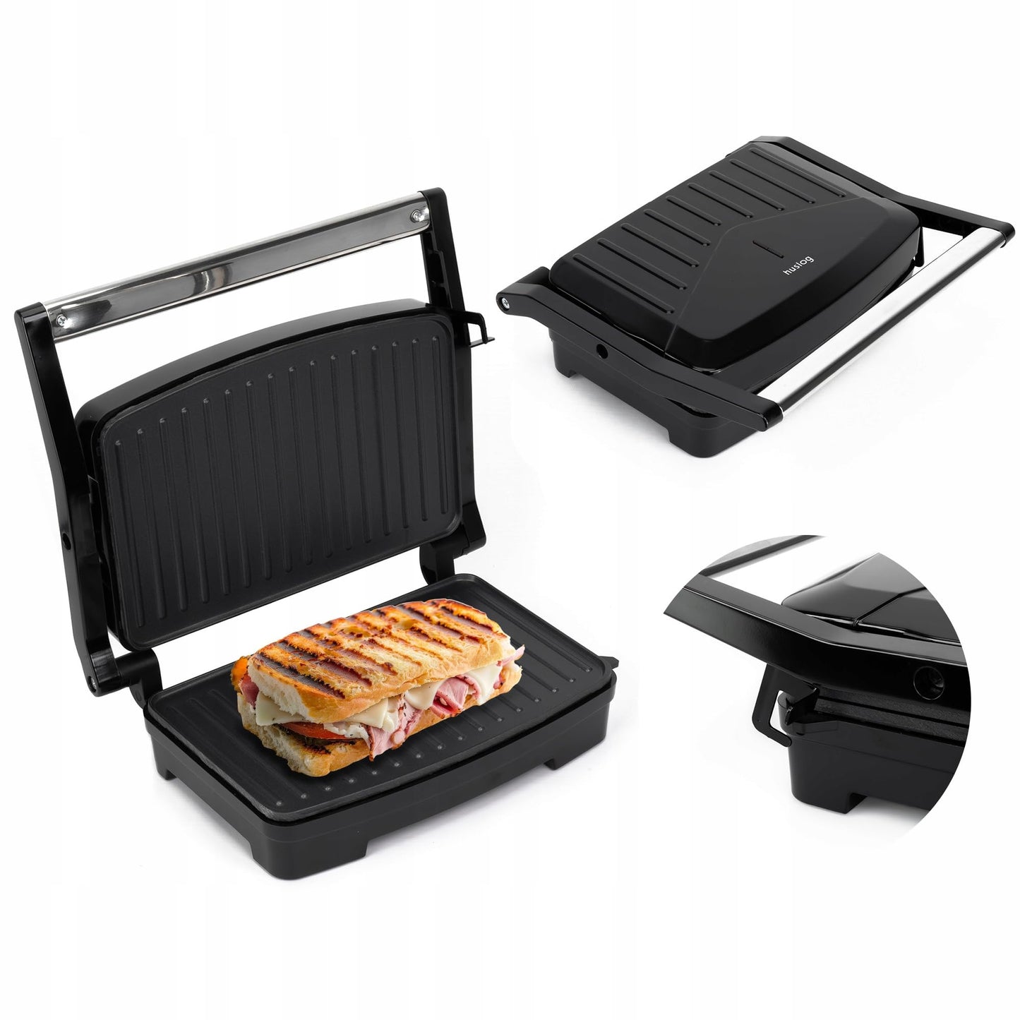 Panini-Toaster & Sandwichmaker, Schwarz 28 x 22.5 x 8 cm