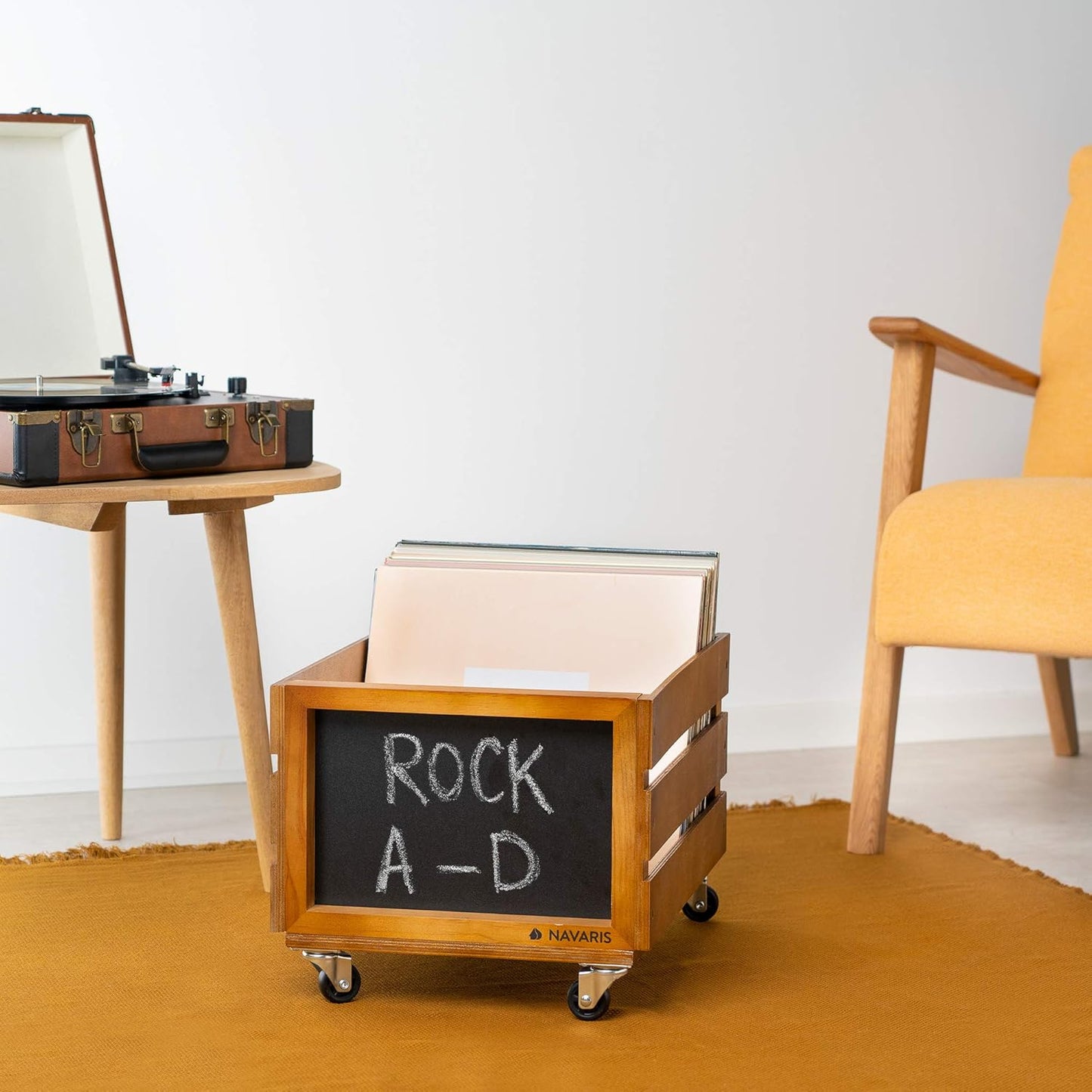 Schallplatten-Kiste mit Kreidetafel, Braun