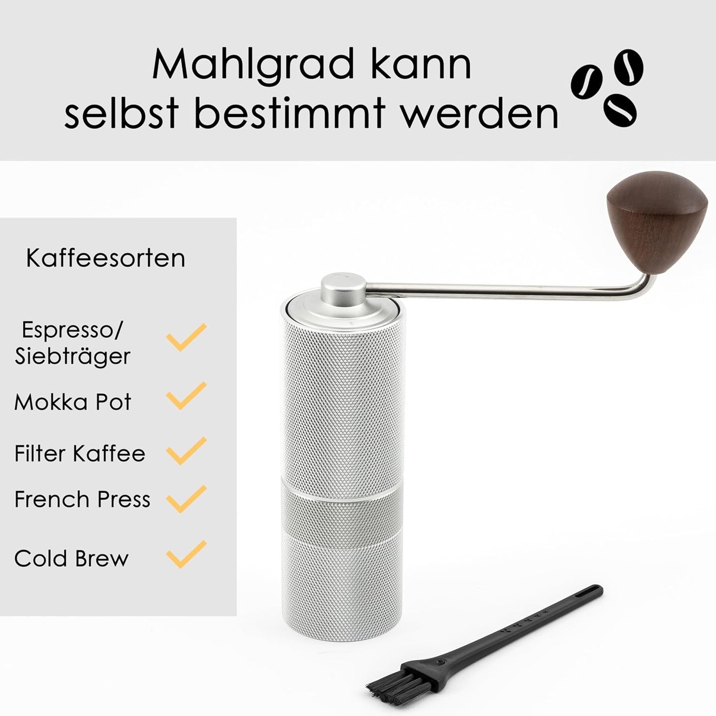 Manuelle Kaffeemühle, Silber Matt