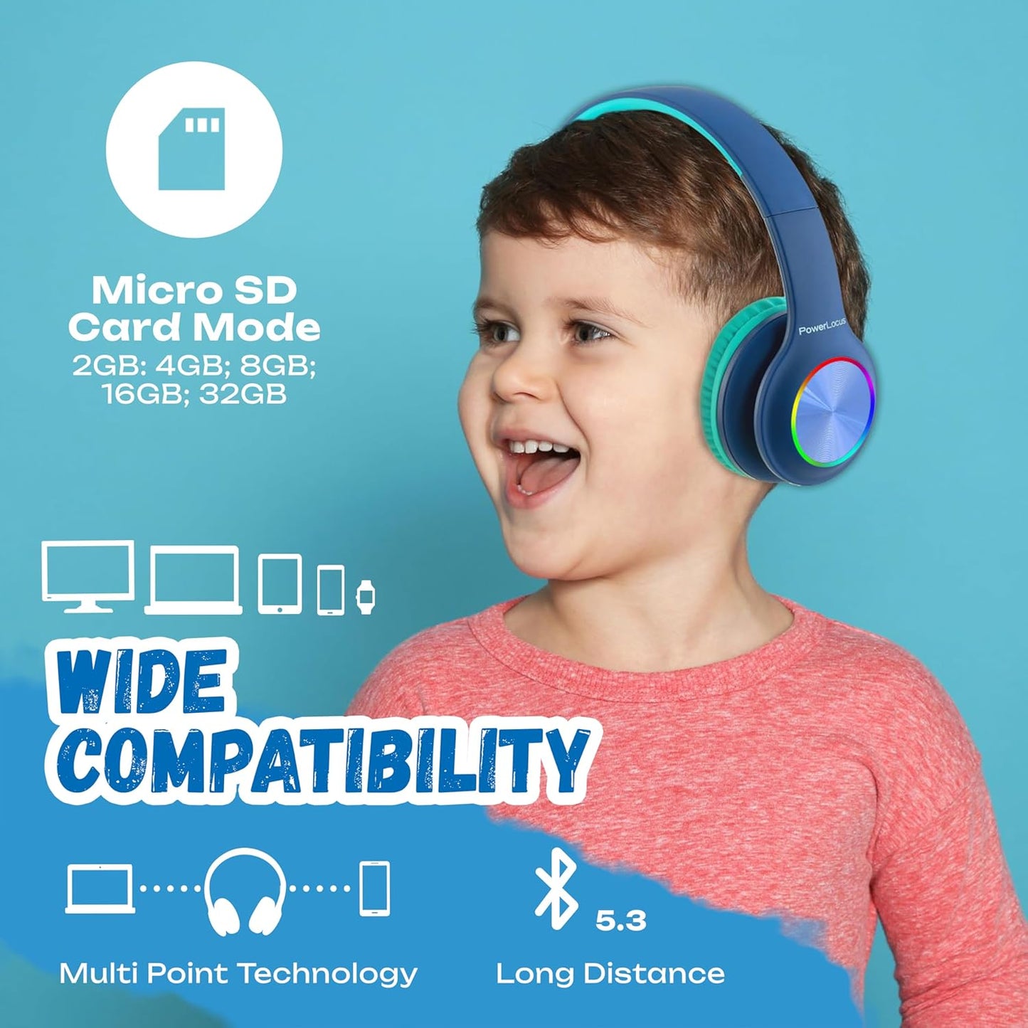 Bluetooth-Kinderkopfhörer, Blau
