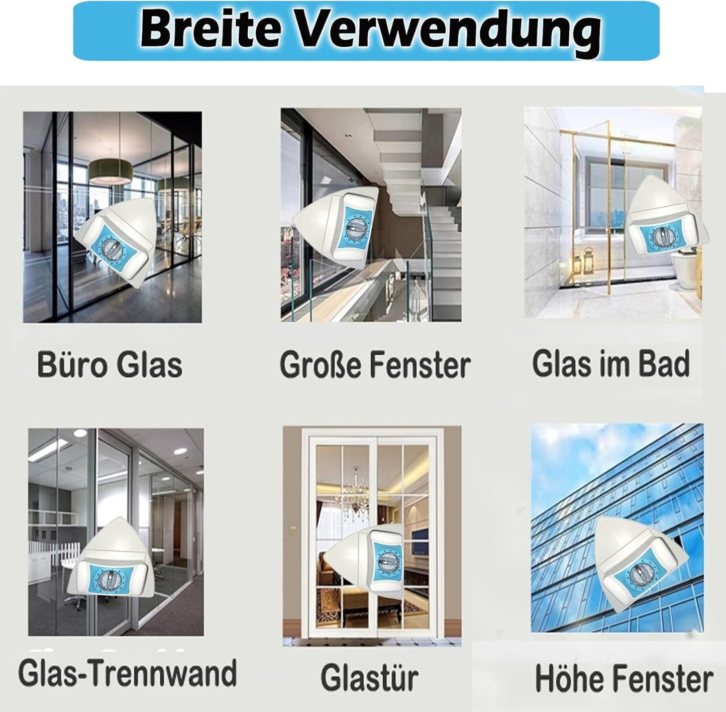 Magnetischer Fensterputzer für Mehrfachverglasung (8-40 mm)