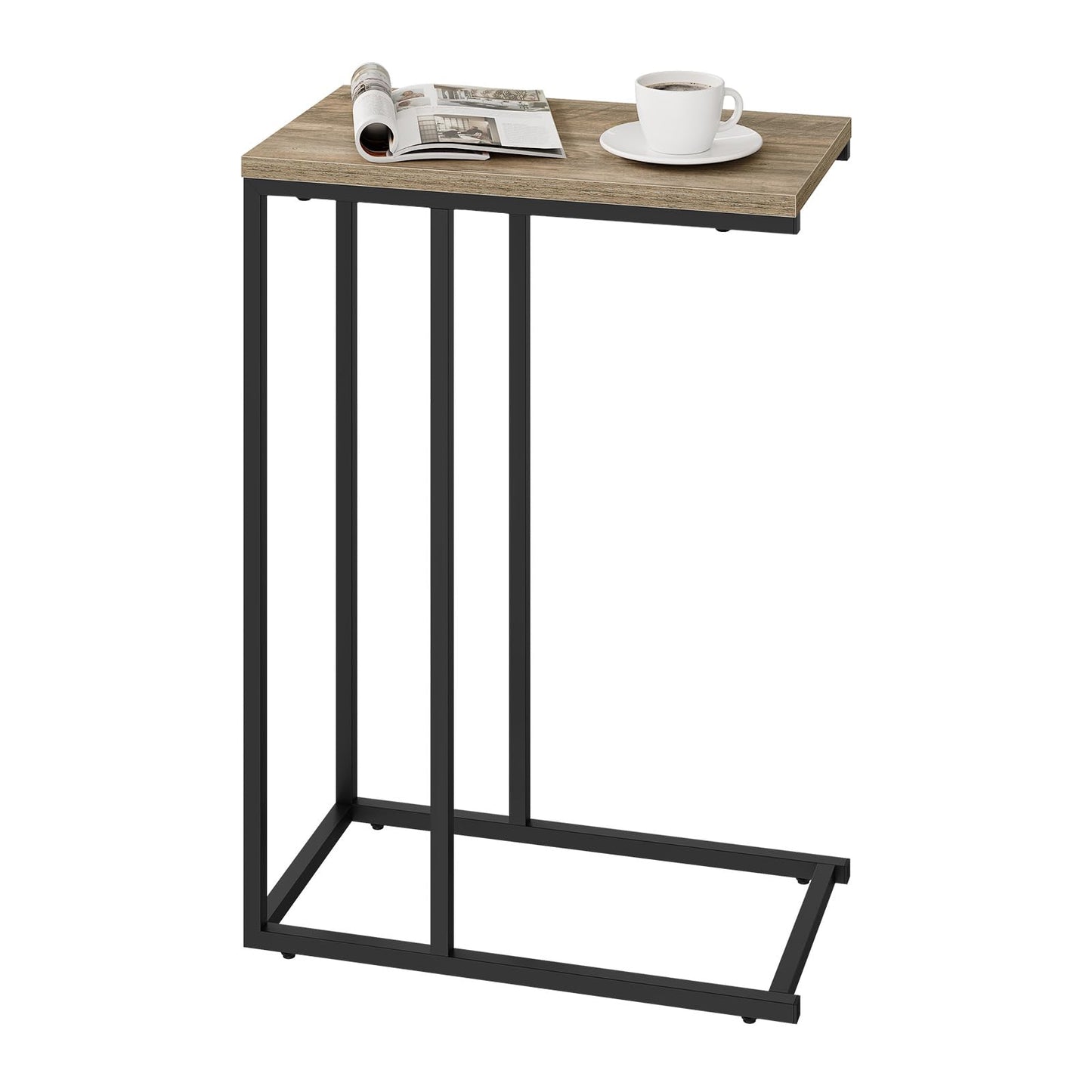 Beistelltisch in C-Form, 1er Set Graue Holzoptik