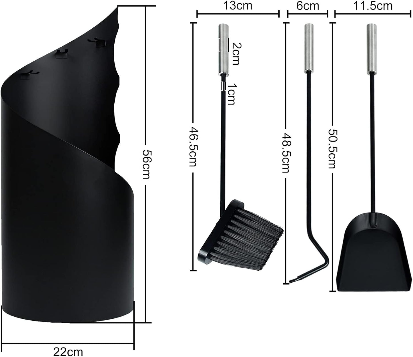 Kaminbesteck Set, Schwarz, Typ B