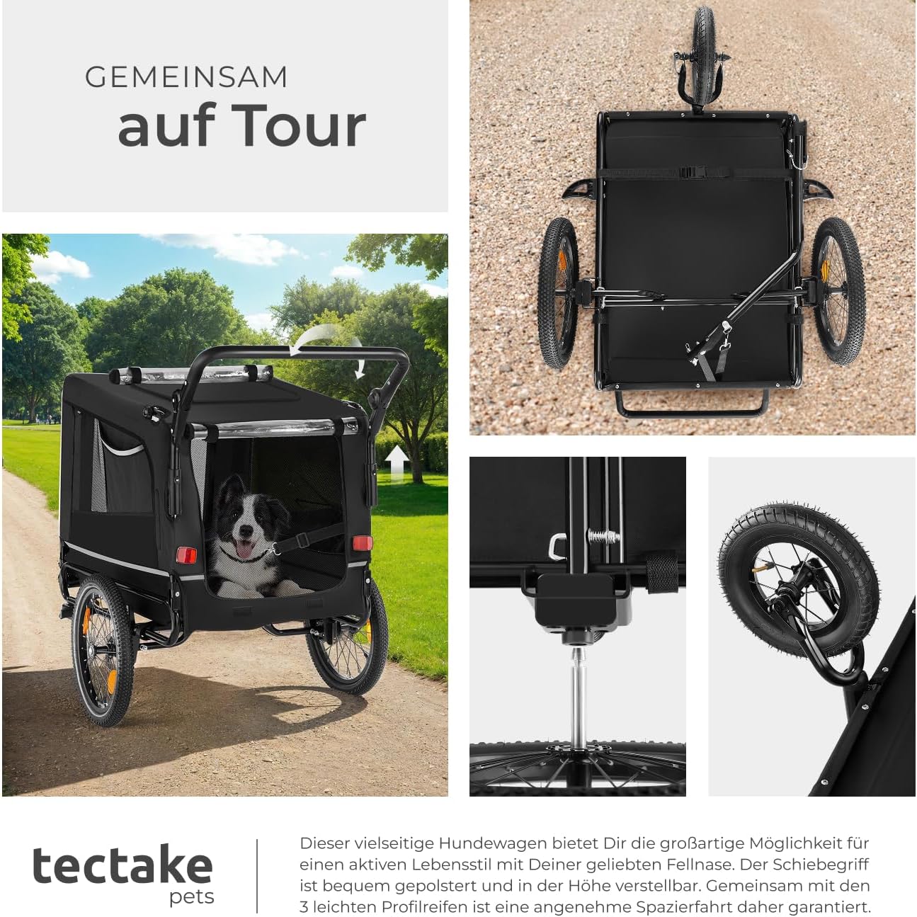 Veloanhänger für Hunde, Schwarz