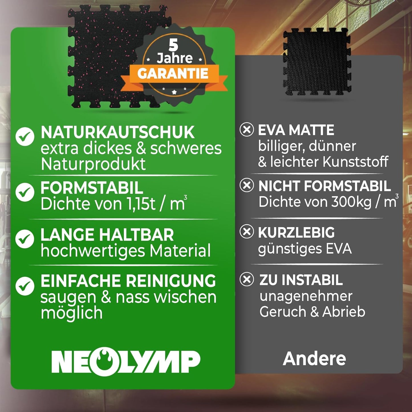 Bodenschutz Puzzlematte-Set (8 Stück) Fitness, Bodenschutzmatte (8 Matten)