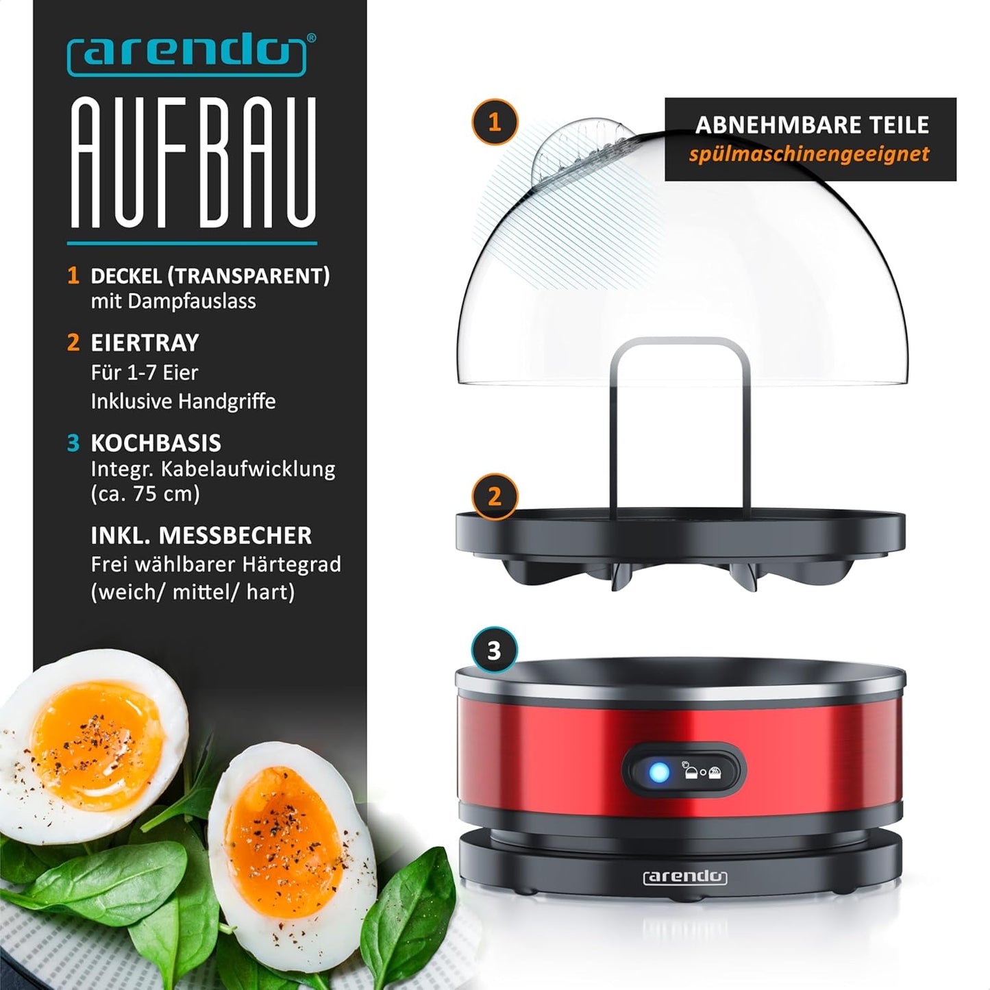 Eierkocher Sevencook mit Warmhaltefunktion