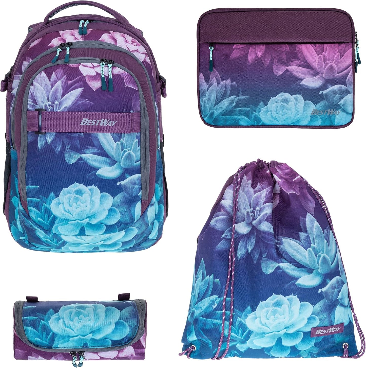 Schulrucksack-Set mit Laptopfach (4-teilig)