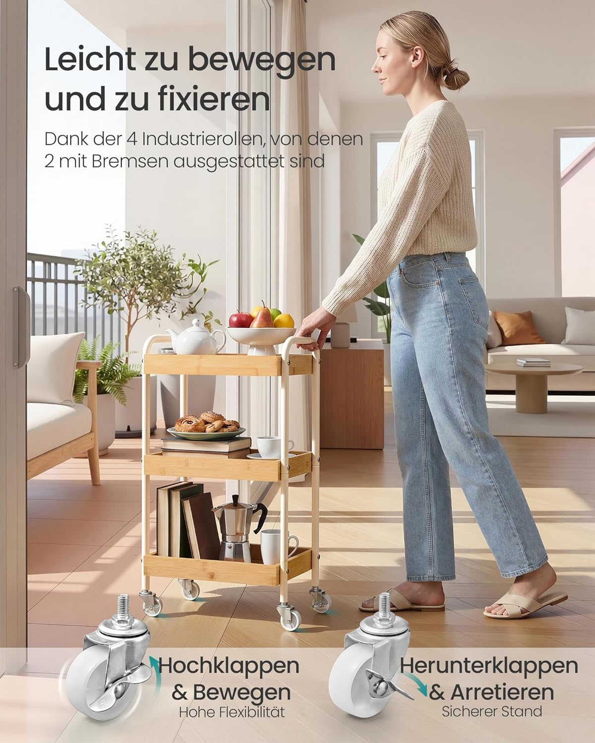 Servierwagen, Naturbeige