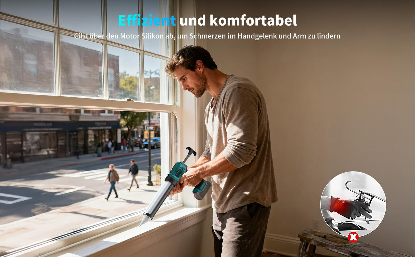 Akku Kartuschenpresse mit Anti-Tropf-Funktion und LED-Licht (ohne Akku)