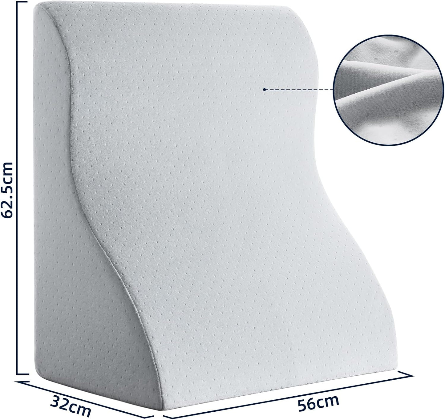 Lesekissen mit Memory-Schaum für Rückenunterstützung, Extra Breite 56cm Grau
