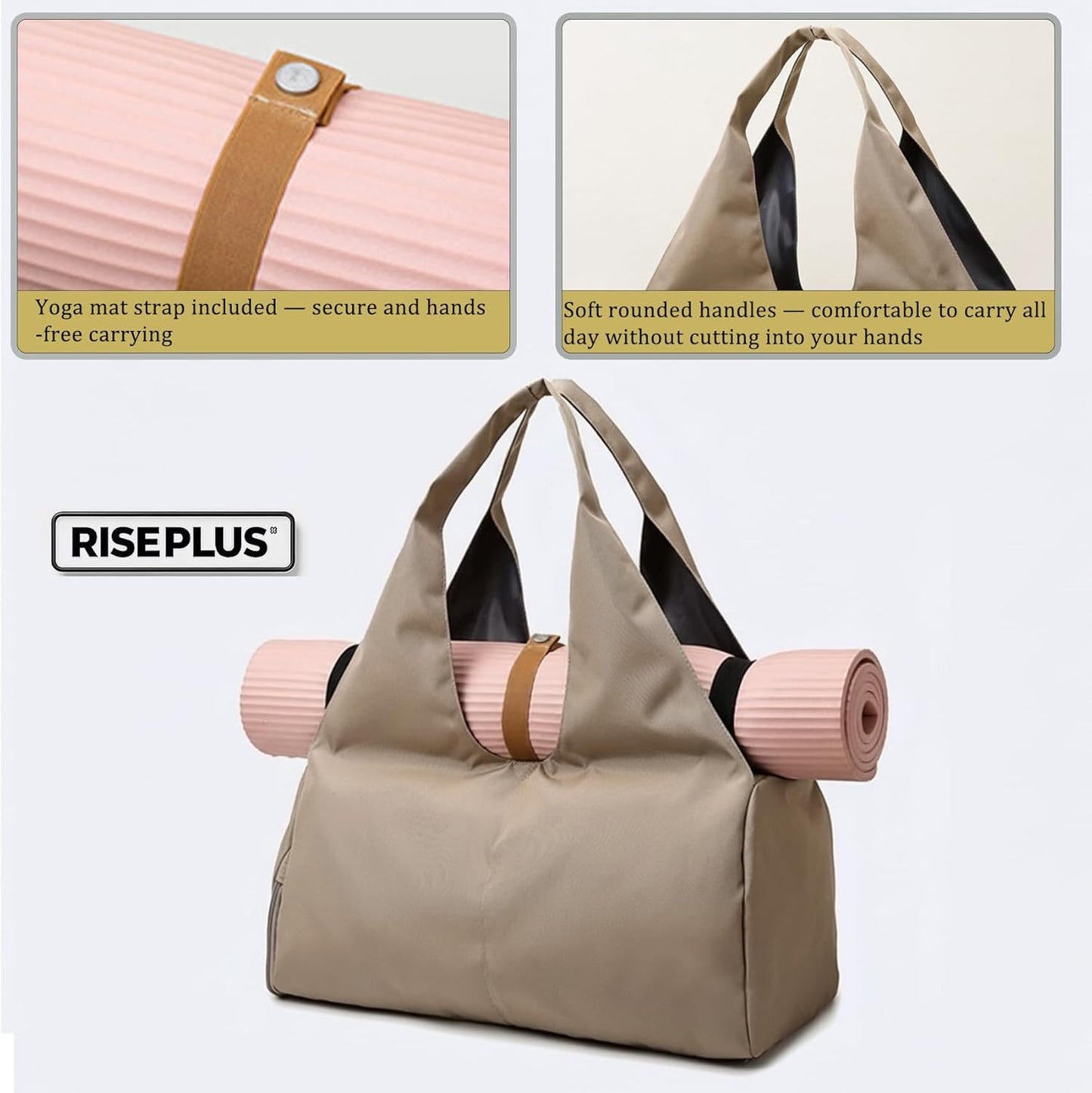 Yogatasche mit Schuh- und Nassfach, wasserdicht 32L, Braun