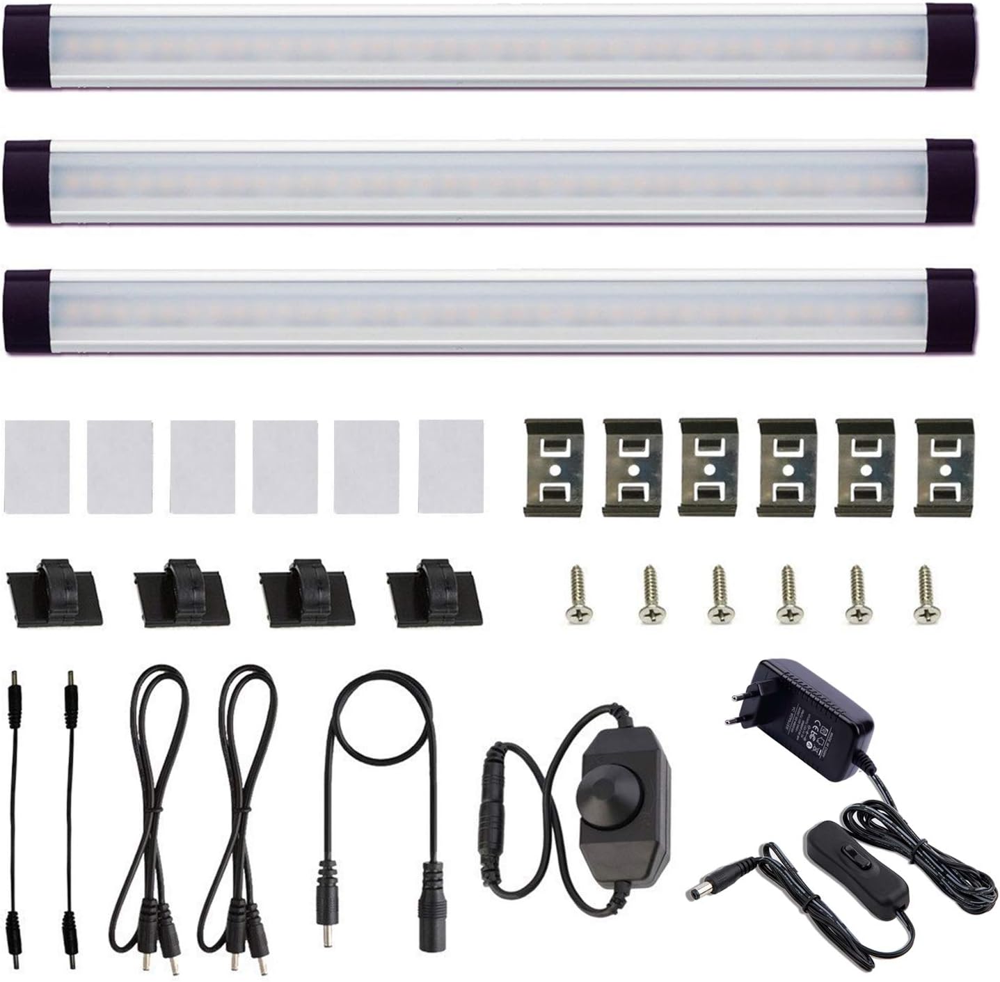 Unterbauleuchte LED Dimmbar 3er-Set mit Schalter, Kaltesweiss 3-Bar-Kit