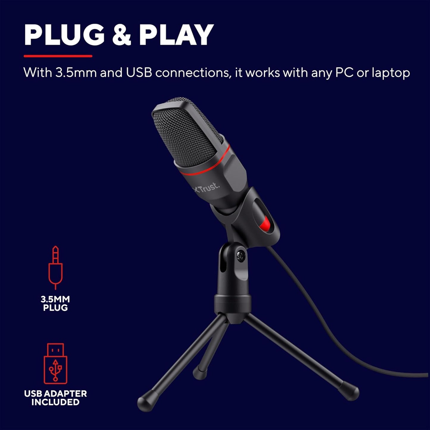 USB Mikrofon mit Ständer für PC und Konsolen
